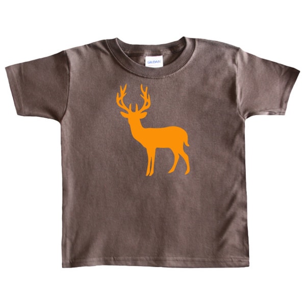 Rocket Bug Boys Orange Deer Silhouette Brown Cotton T shirt