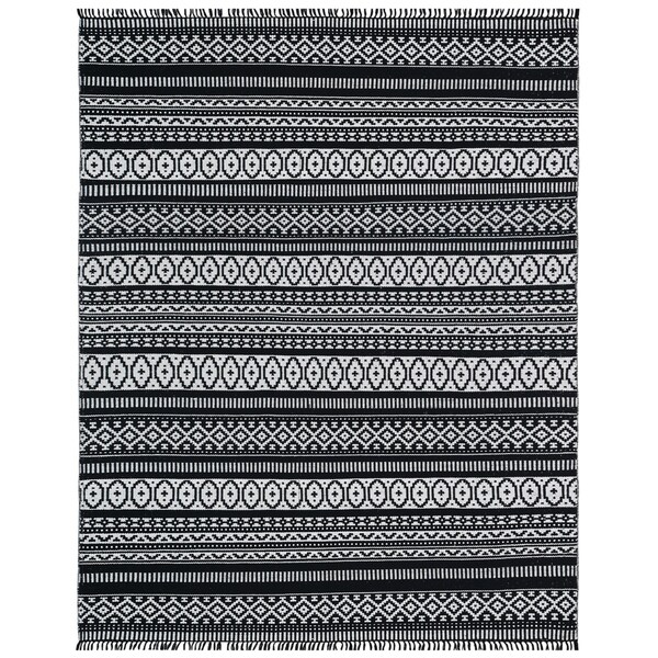 Black Geo Cotton Rug (9'x12') - 9' x 12'