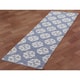 preview thumbnail 17 of 18, Jacquard Handmade Blue Cotton Medallion Area Rug