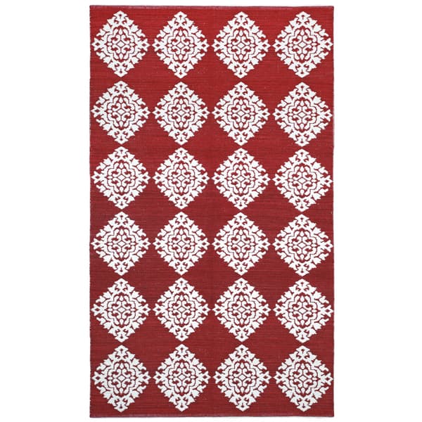 Red Medallion Cotton Jacquard Rug Bed Bath & Beyond 9987613