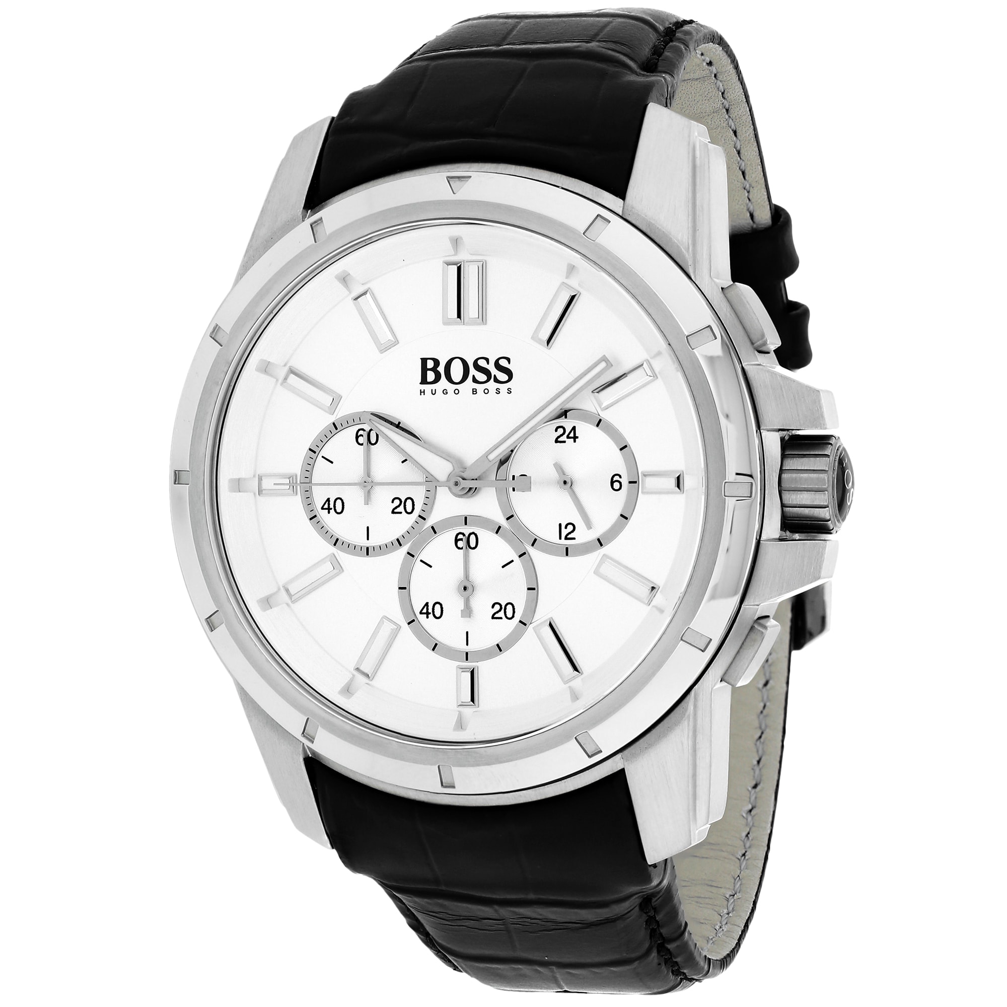 mens hugo boss leather strap watch