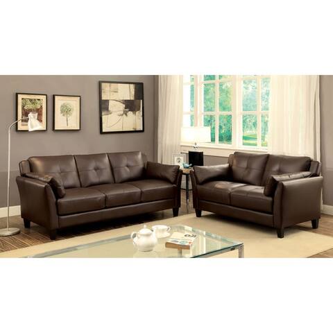 Furniture of America Pierson Faux Leather Sofa and Loveseat Set