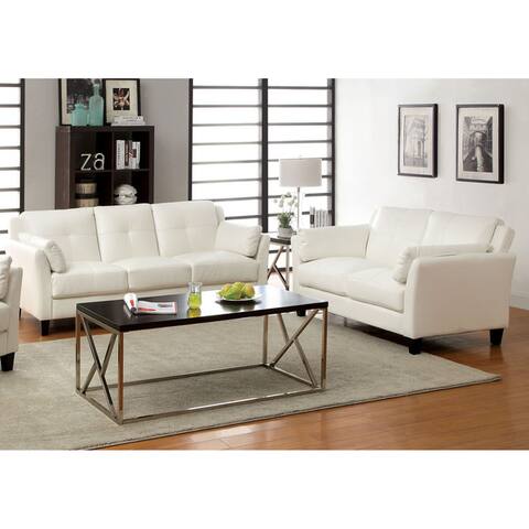 White Living Room Furniture Sets Online At Our Best Strick Bolton Jan 2 Piece Double Sched Leatherette Sofa And Loveseat