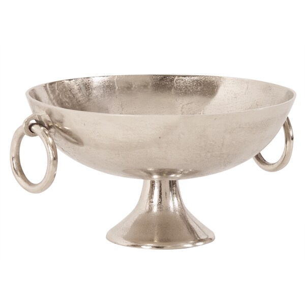 Shop Silver Large Footed Bowl with Decorative Ring Handles