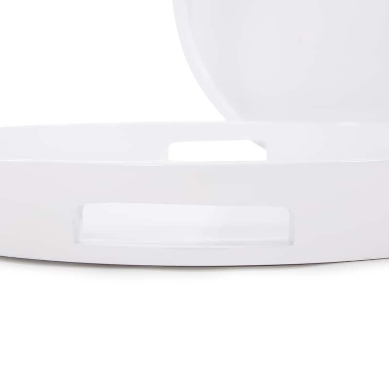 Allan Andrews White Lacquer Round Wood Tray Set