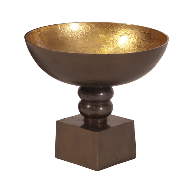 Bronze Small Footed Bowl with Round Gold Luster Inside   17138684