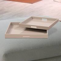 Allan Andrews White Lacquer Square Wood Tray Set with Handles - On