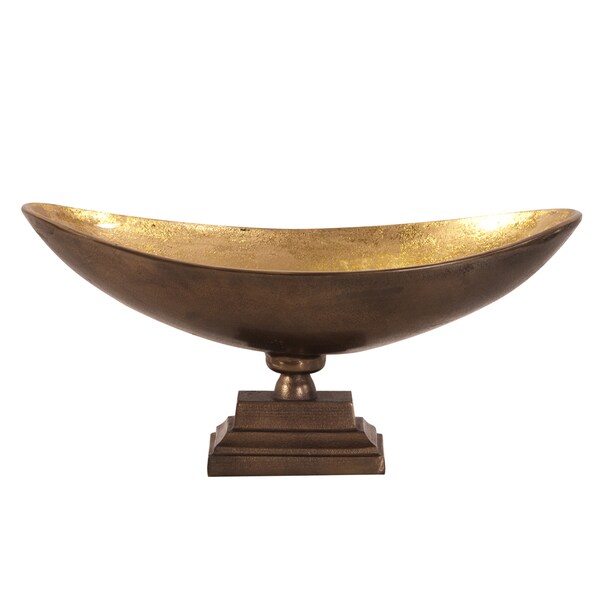 Shop Bronze Large Footed Bowl with Oblong Gold Luster Inside Free Shipping Today Overstock