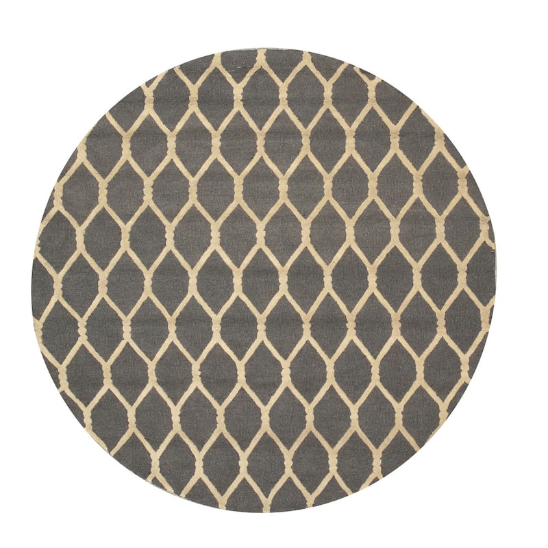 Hand-tufted Wool Charcoal Transitional Geometric Chain-Link Rug (5' x 8') - 5' x 8'