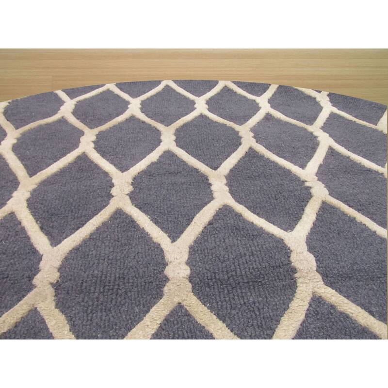 Hand-tufted Wool Charcoal Transitional Geometric Chain-Link Rug (5' x 8') - 5' x 8'
