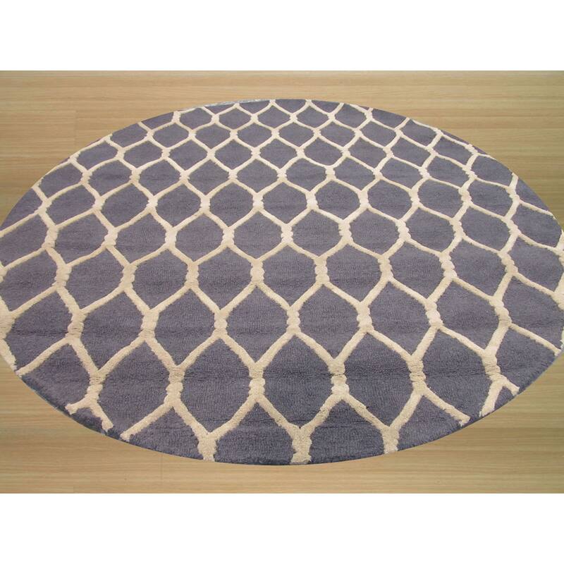 Hand-tufted Wool Charcoal Transitional Geometric Chain-Link Rug (5' x 8') - 5' x 8'