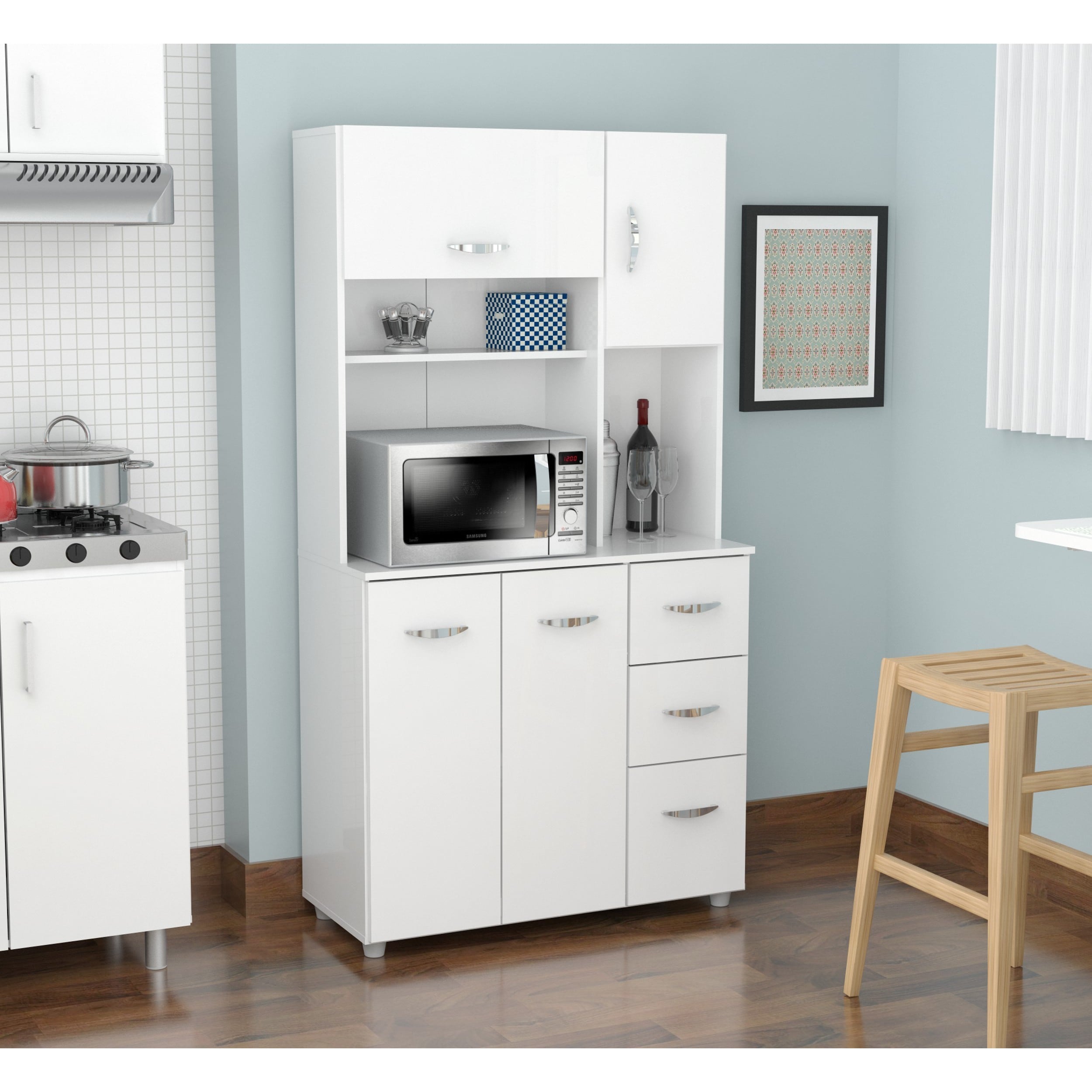 White Kitchen Storage Cabinet Overstock 9988425