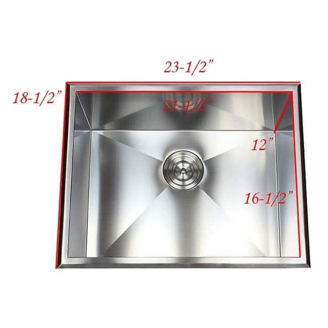 23-inch Stainless Steel Single Bowl Topmount Drop-in Zero Radius Kitchen Laundry Utility Sink 16 Gauge