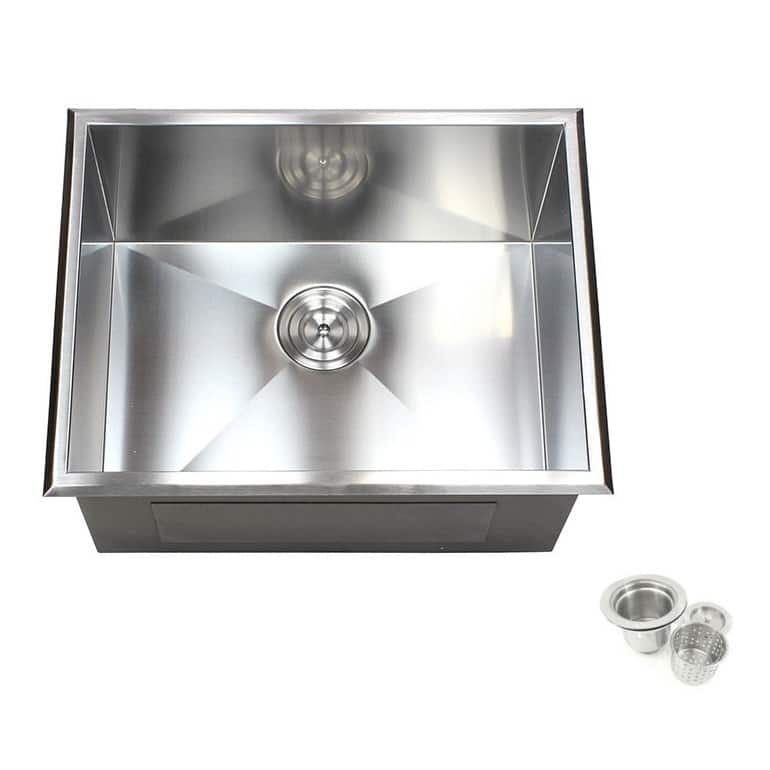 23-inch Stainless Steel Single Bowl Topmount Drop-in Zero Radius Kitchen Laundry Utility Sink 16 Gauge