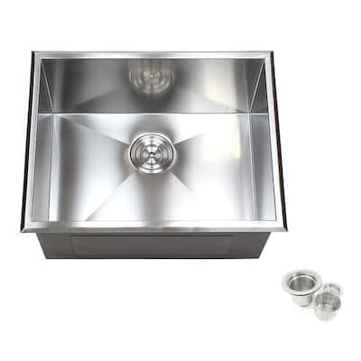 23-inch Stainless Steel Single Bowl Topmount Drop-in Zero Radius Kitchen Laundry Utility Sink 16 Gauge