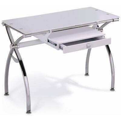 White Tempered Glass Desk with Chrome Legs