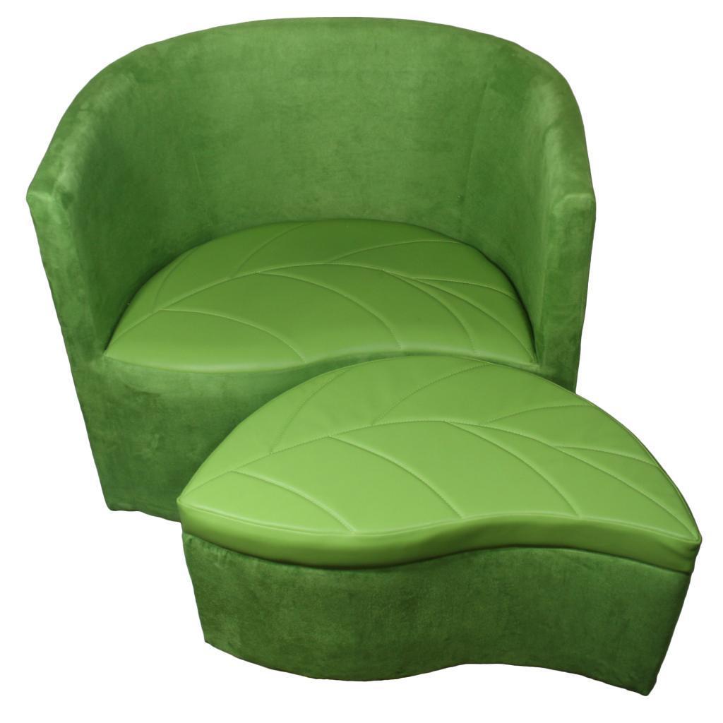 green accent chair with ottoman