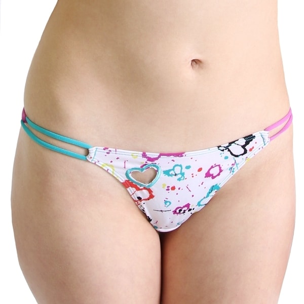 Prestige Biatta Heart Printed Microfiber Thong with Cutout Heart