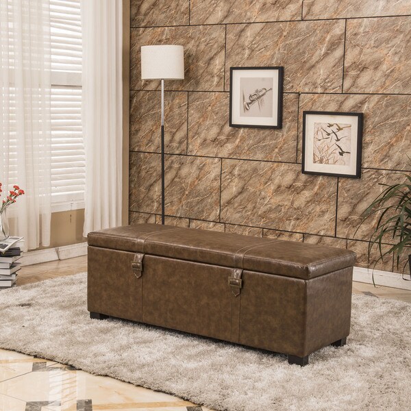 Shop Luxury Comfort Classic Buckled Storage Bench Ottoman Free