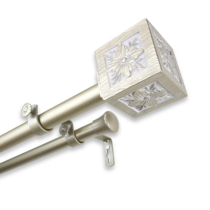 InStyleDesign Jocelyn Adjustable Double Curtain Rod - 28 to 48 inches - Light gold