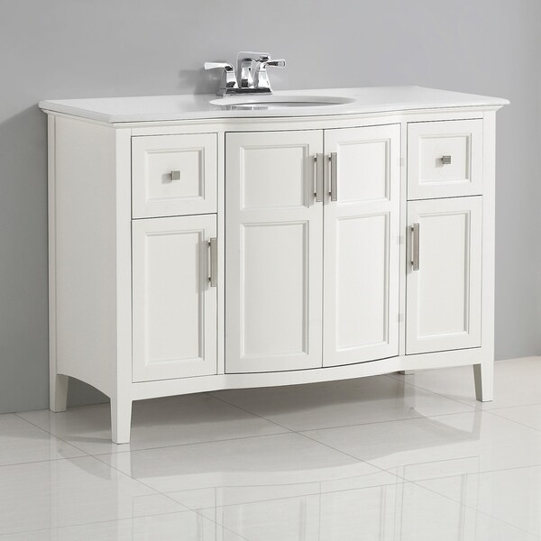 WYNDENHALL Salem 48 inch Contemporary Bath Vanity in Soft White with ...