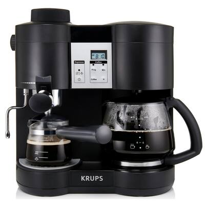 KRUPS XP1600 Black Coffee Maker and Espresso Machine Combination (Refurbished)