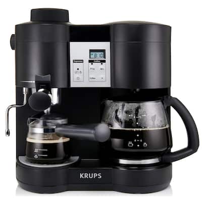 KRUPS XP1600 Black Coffee Maker and Espresso Machine Combination (Refurbished)