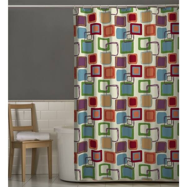 Shop Maytex Squares Fabric Shower Curtain Free Shipping On