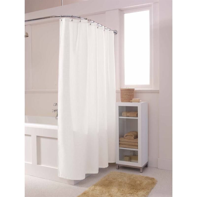 Maytex Waffle Spa Fabric Shower Curtain - White - Casual/Traditional/Hotel
