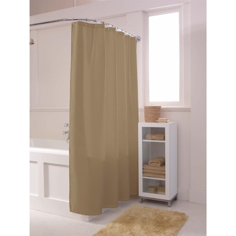 Maytex Waffle Spa Fabric Shower Curtain - stone - Casual/Hotel