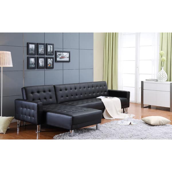 The Hom Marsden 2 Piece Black Tufted Bi Cast Leather Piece Black Tufted Bi Cast Leather