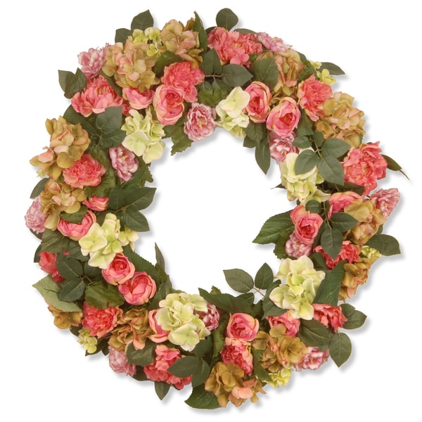 Shop Mixed Flower Pink 30-inch Wreath - Free Shipping Today - Overstock ...