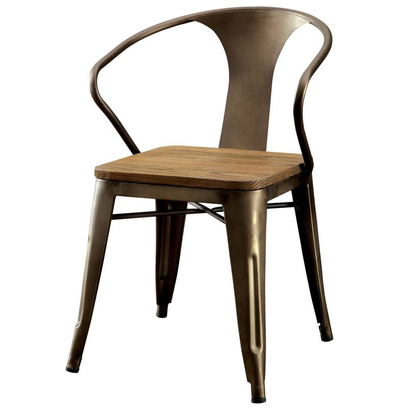 Rish Industrial Wood Seat Metal Dining Chairs by Furniture of America (Set of 2)