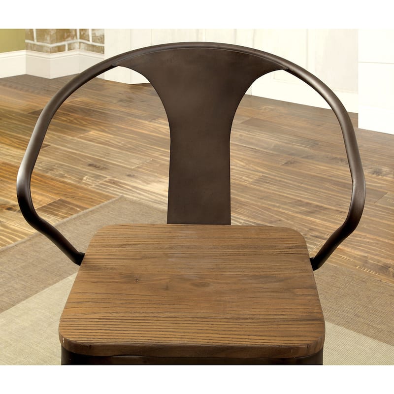 Rish Industrial Wood Seat Metal Dining Chairs by Furniture of America (Set of 2)