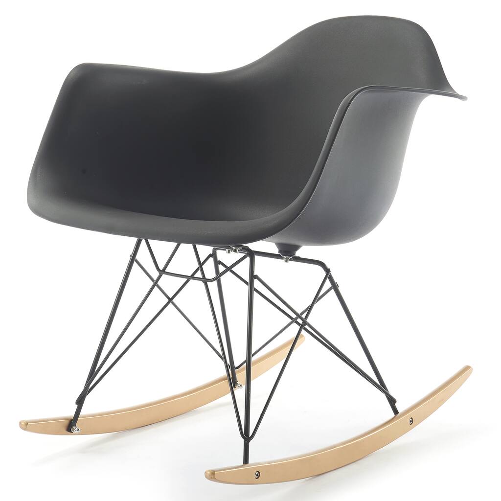 RockMoi Modern Rocking Armchair In Black And Goldtone