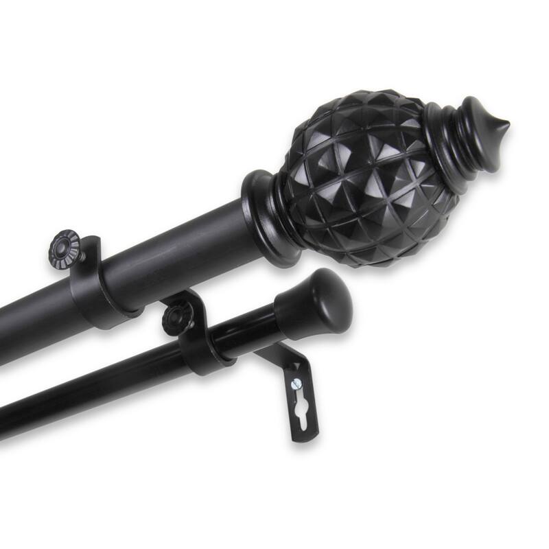 InStyleDesign Thalia Adjustable Double Curtain Rod - 28 to 48 inches - Black