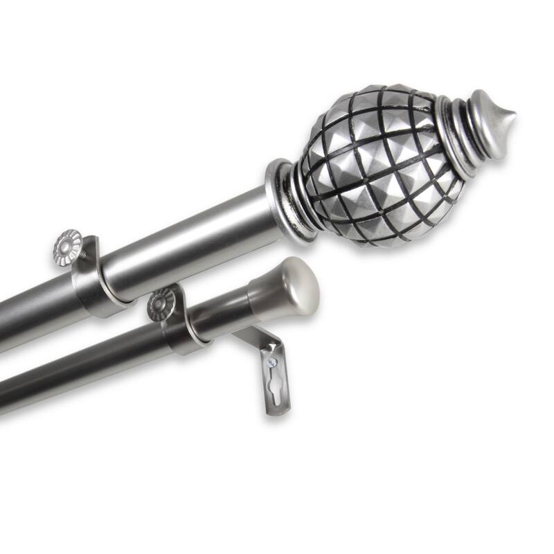 InStyleDesign Thalia Adjustable Double Curtain Rod - 28 to 48 inches - satin nickel