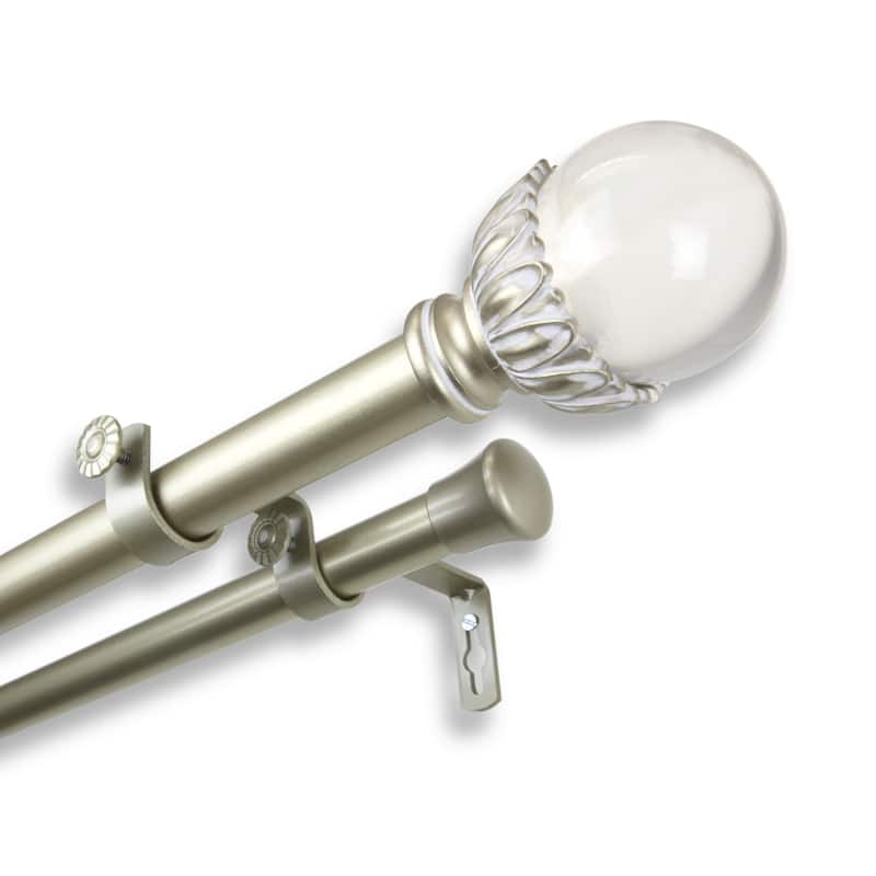 InStyleDesign Cassava Adjustable Double Curtain Rod with Resin Finials - 28 to 48 inches - Light gold