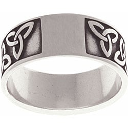 Jewelry Trends Polished Silver Oxidized Celtic-knot/Trinity Band Ring ...