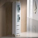 Bathroom Nature Wood Linen Side Cabinet w/ 3 Large Storage Areas