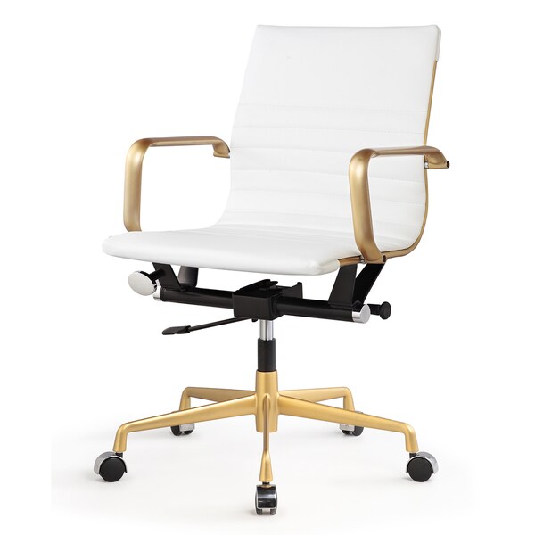 Shop M348 Vegan Leather Office Chair Gold White On Sale Ships