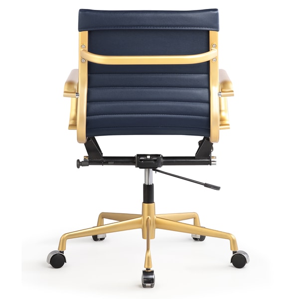 dix office chair in gold and navy leatherette - free shipping dix office chair in gold and navy leatherette - free shipping