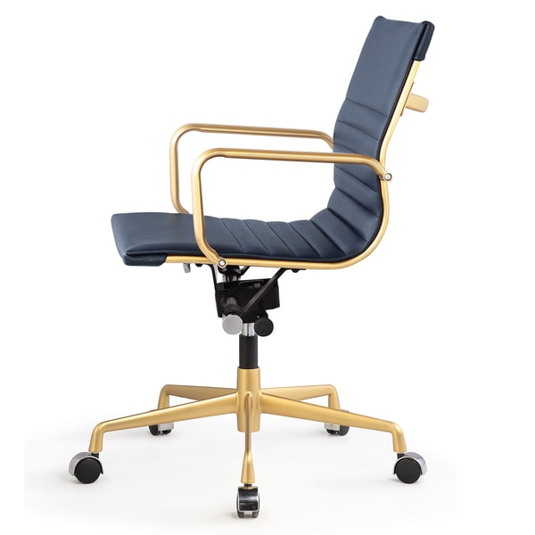 dix office chair in gold and navy leatherette - free shipping dix office chair in gold and navy leatherette - free shipping