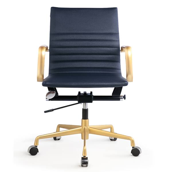 Shop M348 Vegan Leather Office Chair Gold Navy On Sale