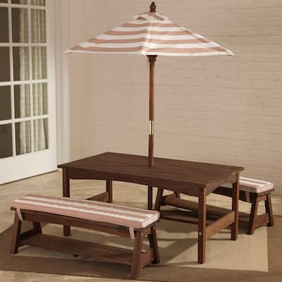 KidKraft Outdoor Table & Bench Set with Cushions & Umbrella