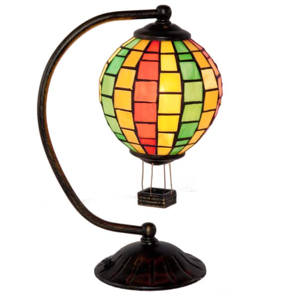River of Goods 12-inch Stained Glass Hot Air Balloon Accent Lamp