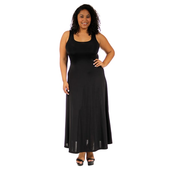 24/7 Comfort Apparel Womens Plus size Scoop Neck Tank Maxi Dress