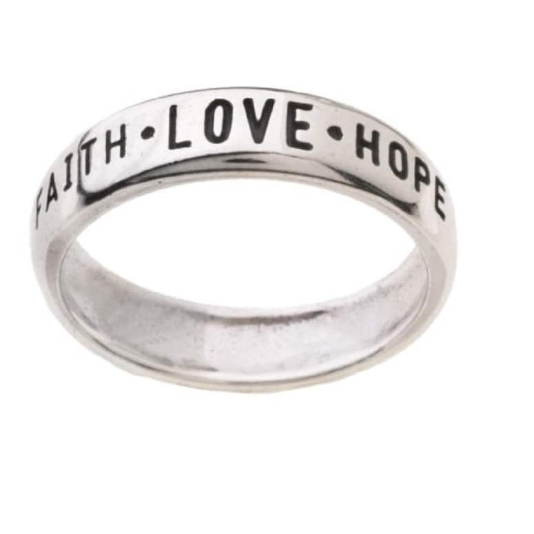 Faith Love and Hope Followed by 1st Cor 13 13 Silver Ring