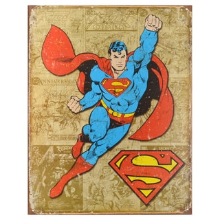 1980’ヴインテージSUPERMANスーパーマン壁掛け Vintage Metal Art Decorative 'Superman Weathered Panels' Tin Sign