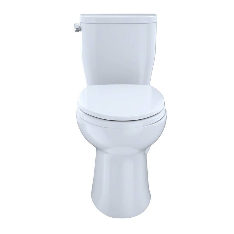 Toto Entrada Two-Piece Elongated 1.28 GPF Universal Height Toilet, Cotton White (CST244EF#01)
